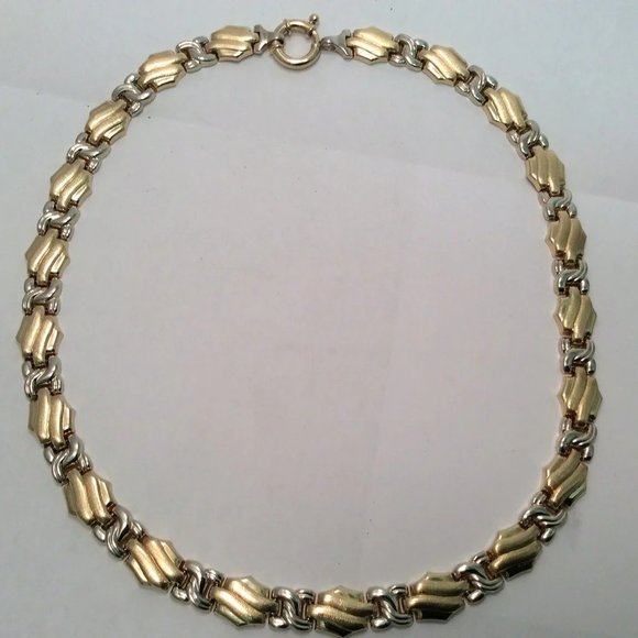 Lady's 14k Solid Real Heavy 2 Tone Yellow Gold XO Hearts Necklace 40.50gr 18'' - Picture 5 of 11